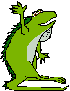 an iguana waving